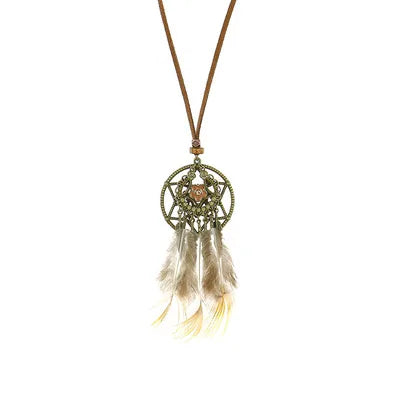 Feather Dreamcatcher Tassel Pendant Necklace Jewelry