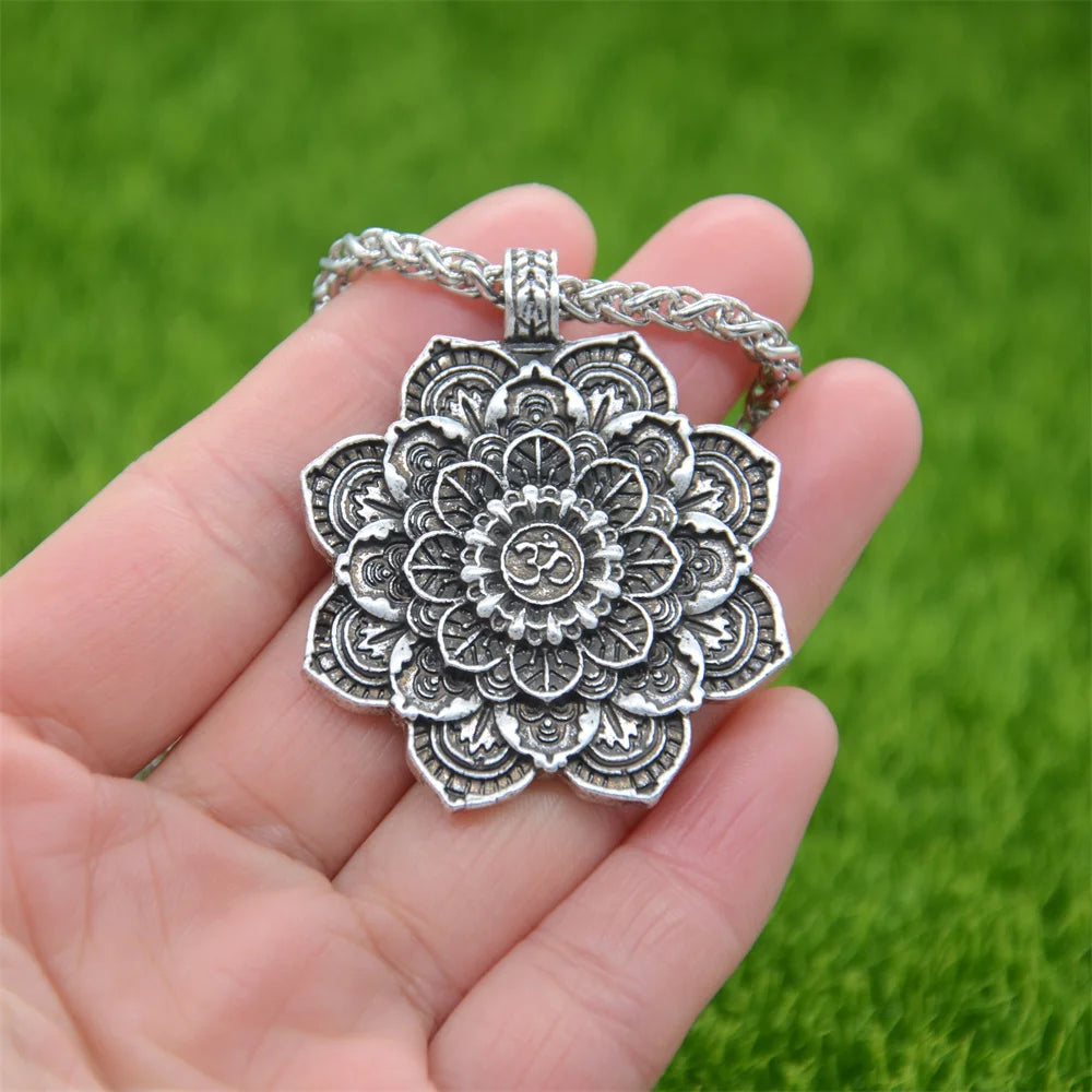 Om Lotus Flower Mandala Yoga Spiritual Pendant Womens Necklaces Jewelry Valentine Gift