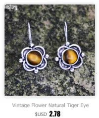 Oval Amethysts Earrings For Women Tibetan Silver Natural Stone Rose Quartz Lapis Lazuli Tiger Eye Fashion Earring