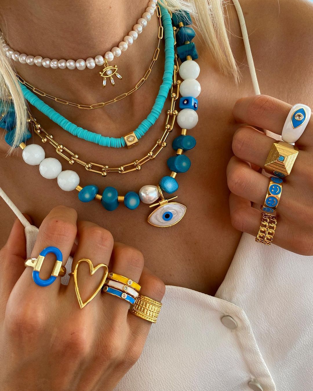 Boho Classic Vintage Jewelry Necklace For Woman heart shell Turkish Eyes Accessories Short Choker Fashion Charm - Charlie Dolly