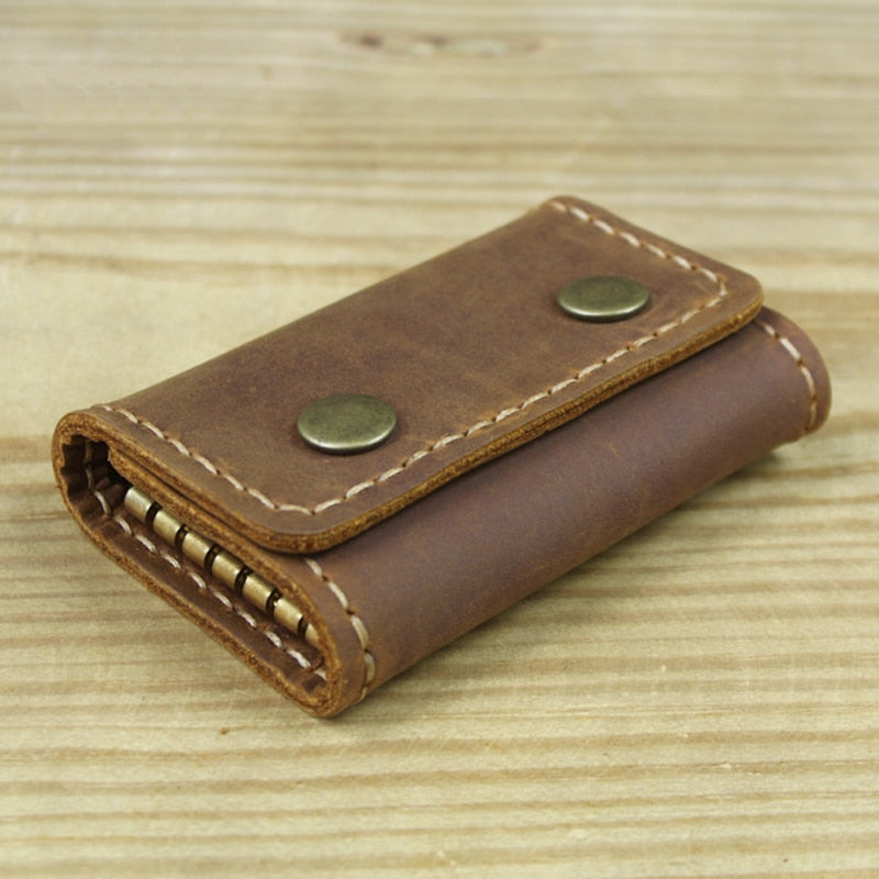 FANCODI Handmade Vintage Genuine Leather Key Holder Men keyChain Cover Leather Key Wallet Men key case bag Women Key Organizer - Charlie Dolly