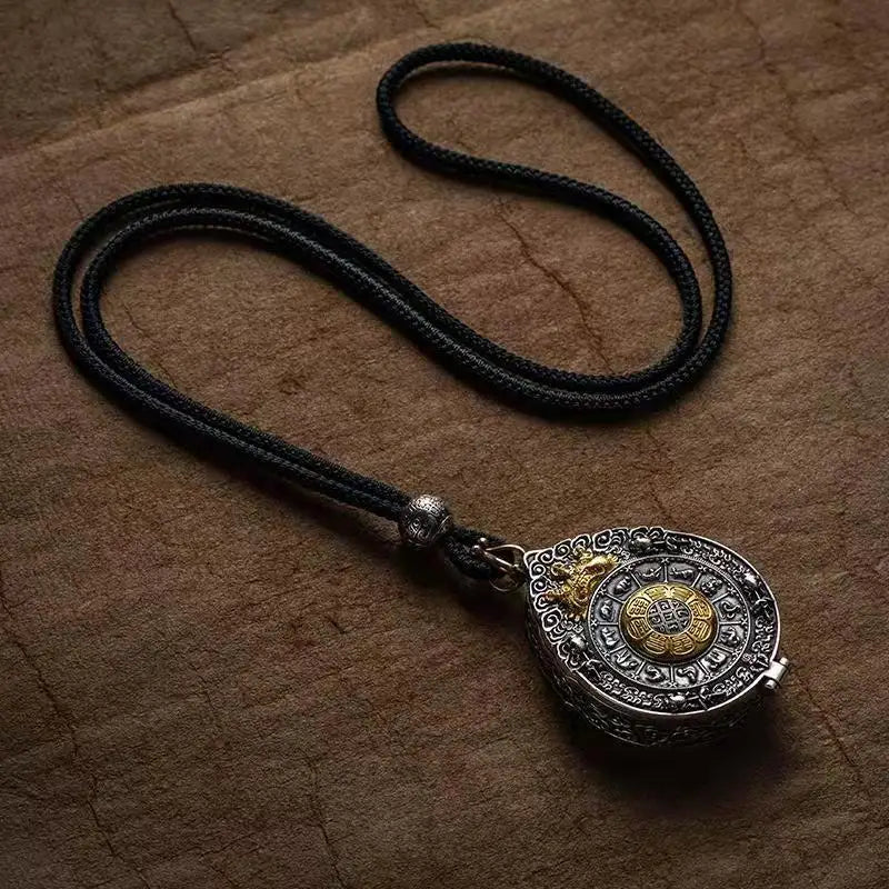 HX فضي اللون Jiugong Bagua العلامة التجارية Gawu صندوق خمر كبار بوذا قلادة مجوهرات نسائية اكسسوارات