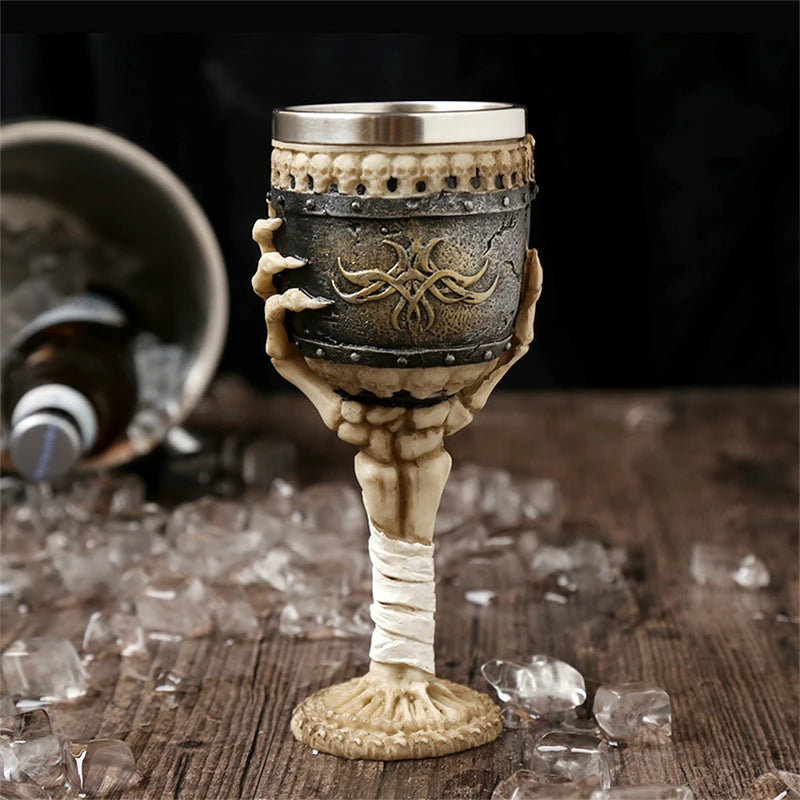 180ml Retro Horn Skull Resin Beer Mug Stainless Steel Skull Knight Halloween Coffee Cup Viking Tea Mug Ceramic Tiki Mug - Charlie Dolly