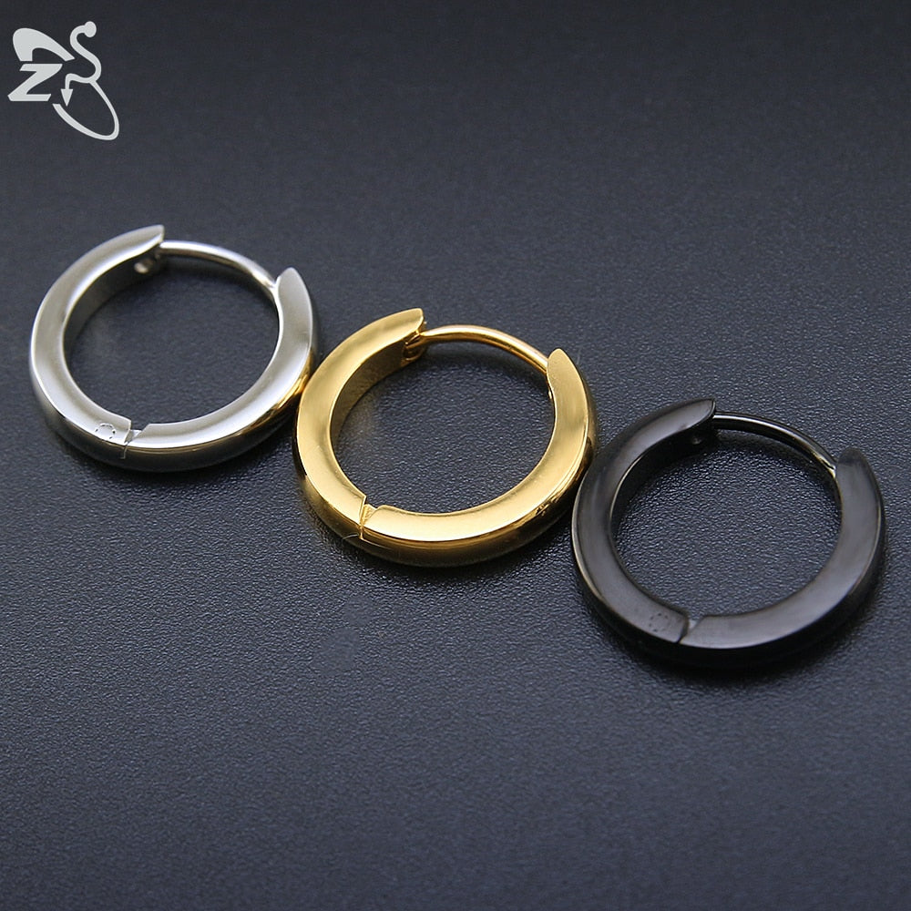 Small Hoop Earrings Women Circle Earrings Men High Polish Stainless Steel Round Earrings Jewelry Men Ear Piercing Bijoux Jewelry - Charlie Dolly
