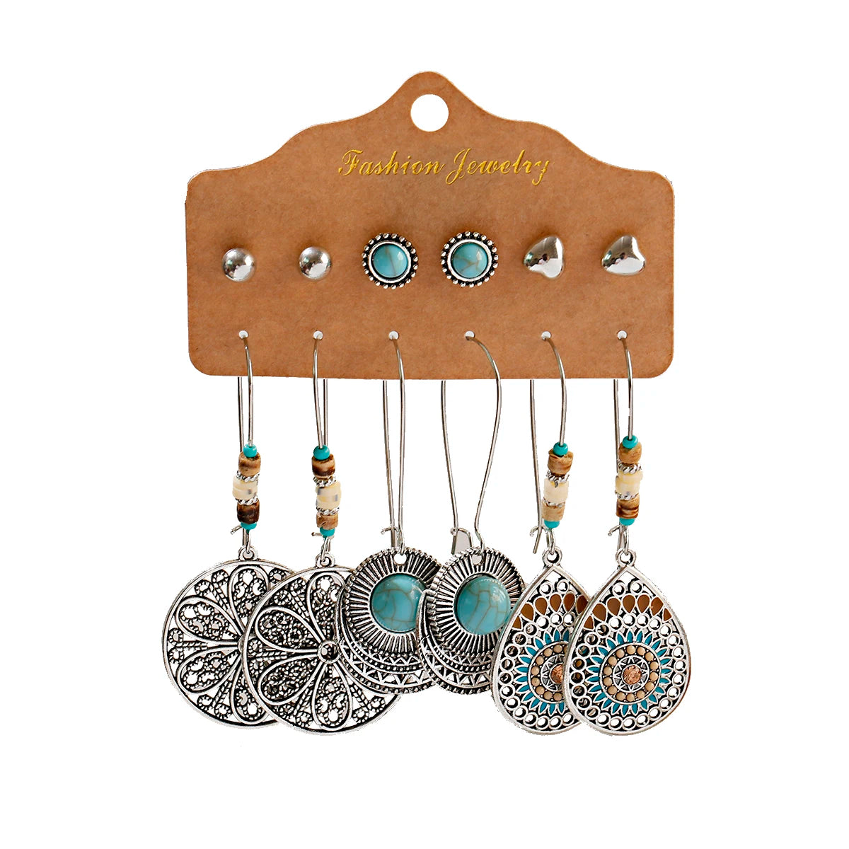 Boho Ethnic Dangle/Round Earrings For Women Vintage Fashion 2024 Earrings Sets Pendientes Earring Unusual Pendant Jewelry Female