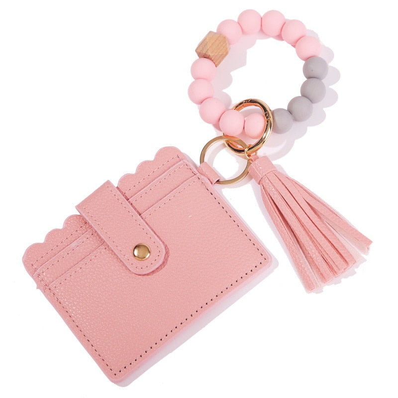Silicone Keyring For Women Tassel Wood Beads Bracelet Keychain For Keys Multicolor Keychain Wholesale Accessories - Charlie Dolly