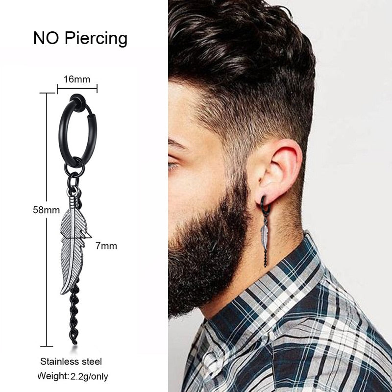 IRREGULAR TRIANGLE LONG CHAIN CUFF EARRING FOR MEN UNISEX JEWELRY ROCK THE COOLEST CONCH HOOP CLIP PIERCING WITHOUT PIERCING - Charlie Dolly