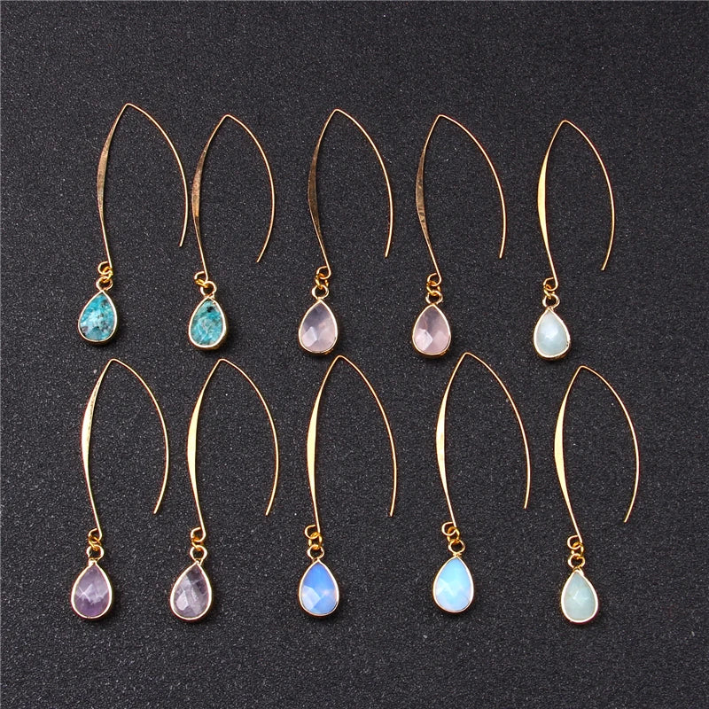 Tear Drop Earings For Women Natural Amethysts Pendant Drop Earrings Elegant Party Jewelry Women Long Dangle Earrings Femme Gifts