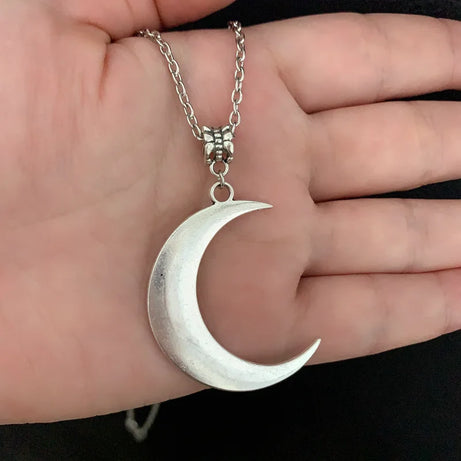 Crescent Moon Pagan Necklace, Viking Celtic Luna Witch Pendant
