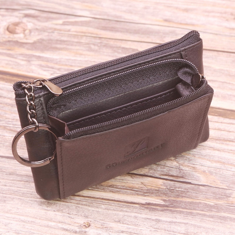 Casual 100% Genuine Leather Coin Purses Wallets For Women And Men Clutch Card Holder Pouch Female Money Pocket Zipper Key Bags - Charlie Dolly