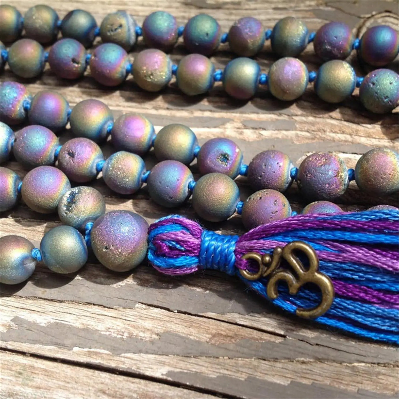 Hematite 108 Bead Knotted Mala Necklace Jewelry