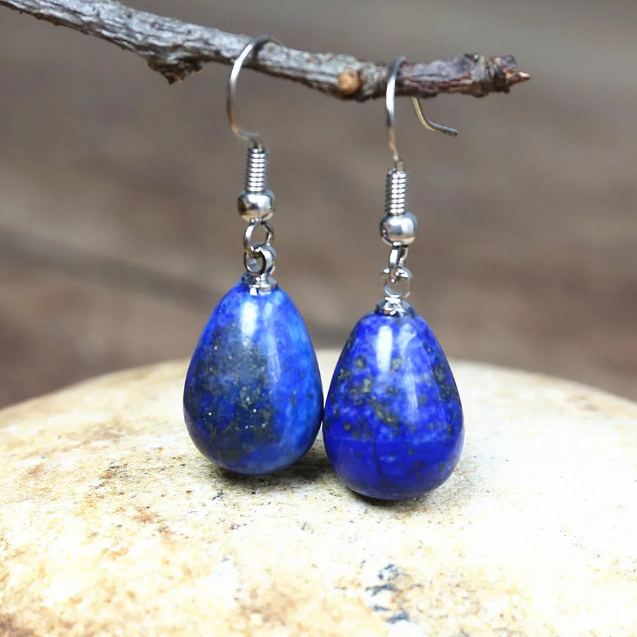 Lapis Lazuli Natural Stone Earrings for Women Fancy Drop Earring Elegant Dangle Earrings Bold Jewelry Dropship Gifts - Charlie Dolly