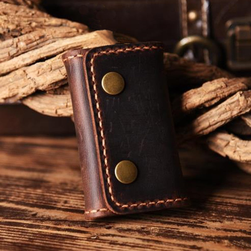FANCODI Handmade Vintage Genuine Leather Key Holder Men keyChain Cover Leather Key Wallet Men key case bag Women Key Organizer - Charlie Dolly