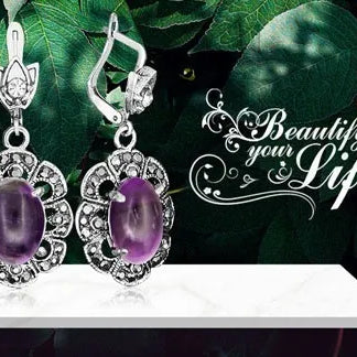 Oval Amethysts Earrings For Women Tibetan Silver Natural Stone Rose Quartz Lapis Lazuli Tiger Eye Fashion Earring - Charlie Dolly