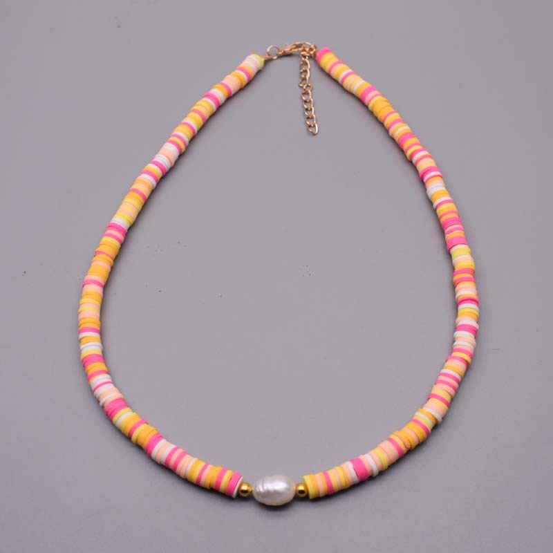 New Colour Boho Natural Fresh Water Pearl Necklace Color Soft Polymer Clay Beads Choker Necklace Beach Femme Jewelry Gift - Charlie Dolly