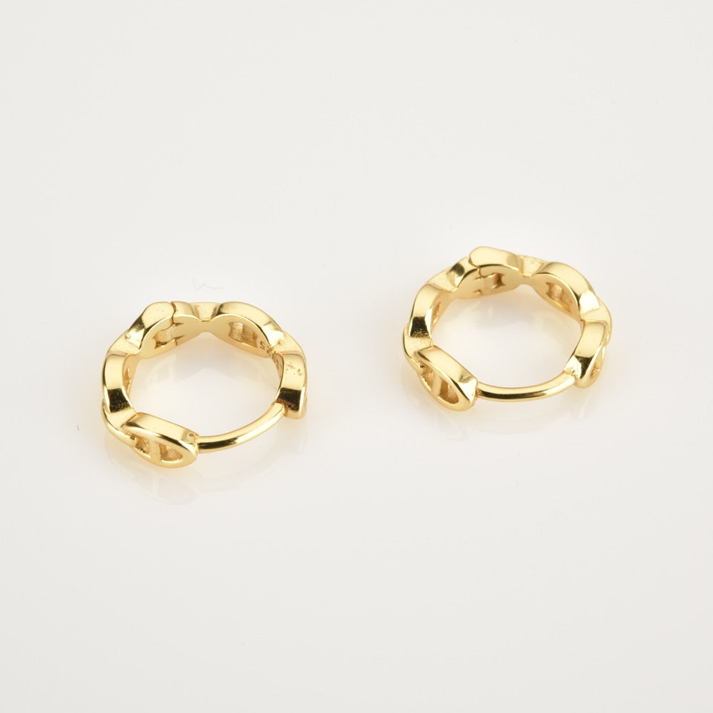 ANDYWEN 100% 925 Sterling Silver Gold 2020 New Square Hoop Circle Huggies Piercing Loops Plain Fashion Jewelry 100% Clips - Charlie Dolly