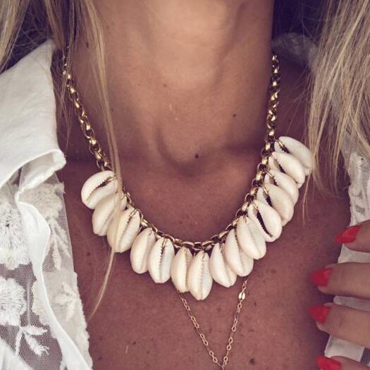 boho Large Concha cowry MEGA PUKA SHELL NECKLACE BURGUNDY valentine&#39;s day collares collier women chokers necklace femme collar - Charlie Dolly