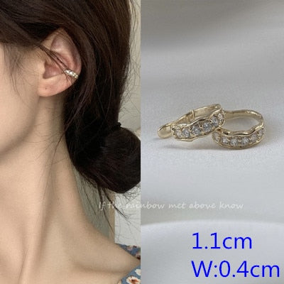 Korean Zircon Small Ear Cuff Set Ear Clips Vintage Gold Color Earcuff Cute Cartilage No Pierced Clip Earrings Women's Jewelry - Charlie Dolly