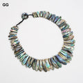 GuaiGuai Jewelry 19'' Handmade Natural Green Paua Abalone Shell Sea Shell Necklace For Women - Charlie Dolly
