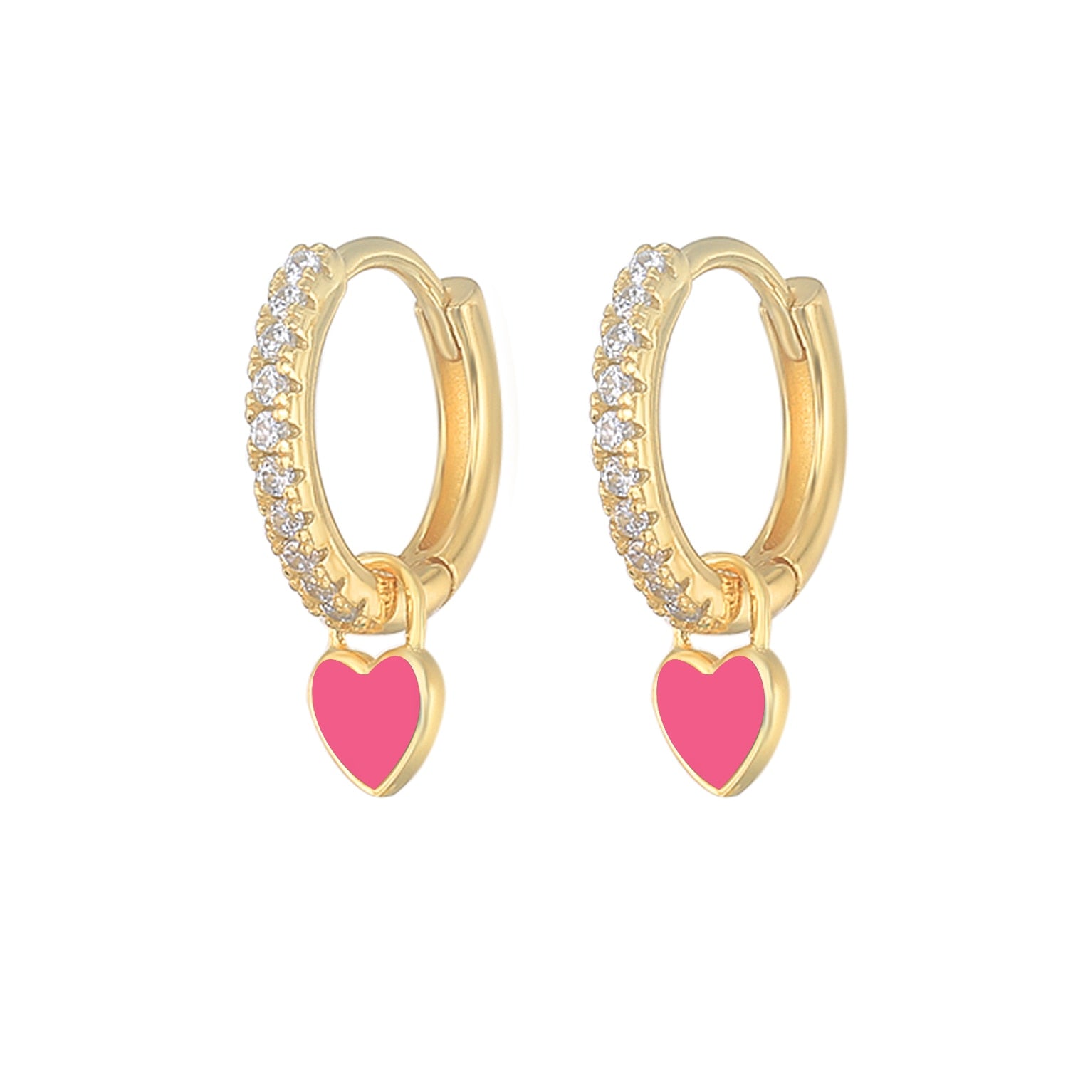 Aide Silver Color Hoop Earrings With Cute Candy Neon Color Enamel Heart Charm Drop Earring Gold Color For Girls Party Jewelry - Charlie Dolly