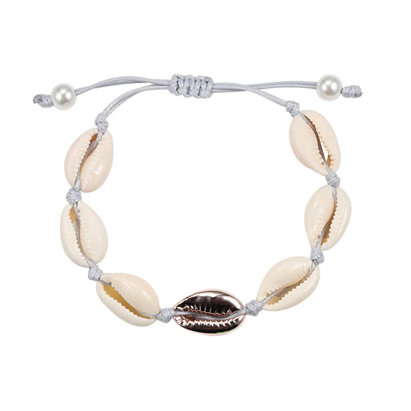 Hot Sell Handmade Shell Bracelet Boho Beach Natural Seashell Conch Beads Bracelets Women Jewelry Charm Cowrie Adjustable Bangles