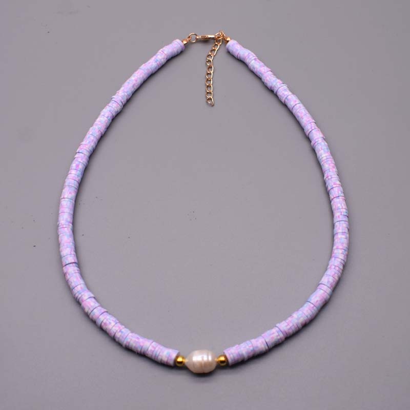 New Colour Boho Natural Fresh Water Pearl Necklace Color Soft Polymer Clay Beads Choker Necklace Beach Femme Jewelry Gift - Charlie Dolly