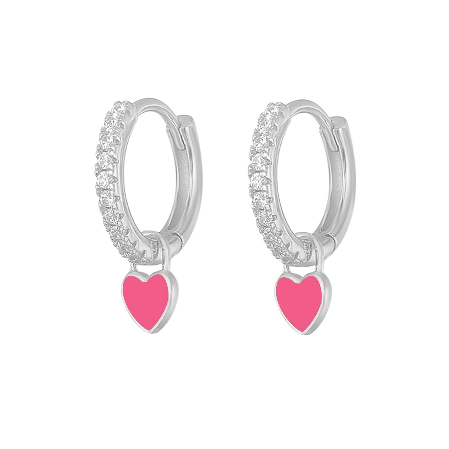 Aide Silver Color Hoop Earrings With Cute Candy Neon Color Enamel Heart Charm Drop Earring Gold Color For Girls Party Jewelry - Charlie Dolly