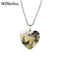 Sunflower Heart Necklace Yellow Sunflower Pendant Glass Picture Jewelry Fashion Heart Necklace HZ3 - Charlie Dolly