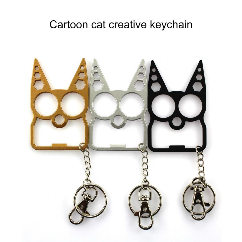 Cartoon Cat Face Shape Finger Tiger Opener Screwdriver Key Chain Multifunctional Keyring Purse Handbag Ornament rabbit ear cat - Charlie Dolly
