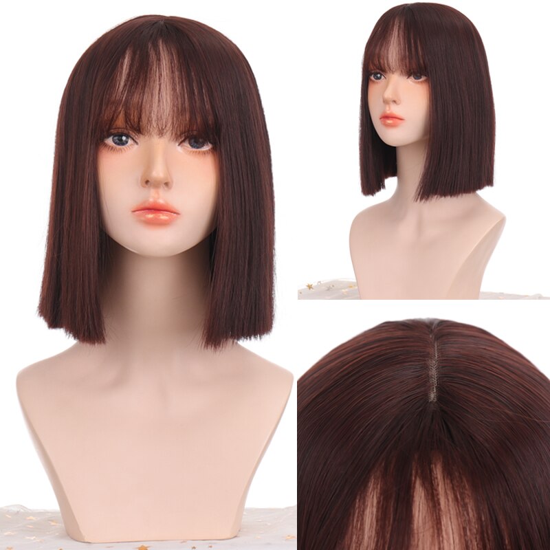 LANLAN synthetic black, pink Lolita wig short straight bob cosplay wig for white/black women heat-resistant hair wig - Charlie Dolly