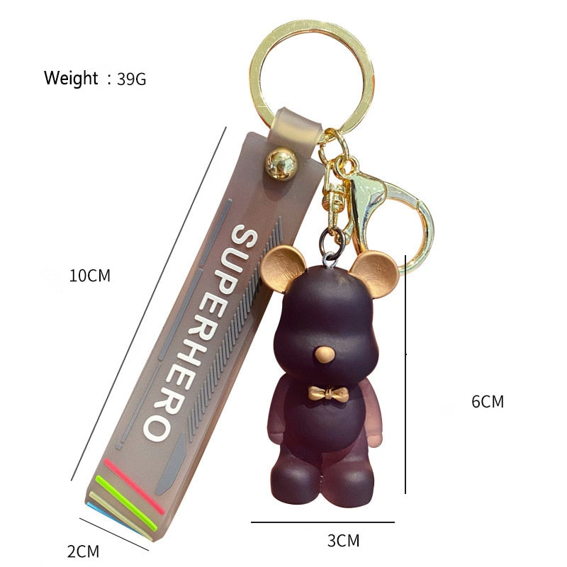 Cute Crystal Keychain Charm Tie The Bear Pendant For Women Bag Car KeyRing Mobile Phone Fine Jewelry Accessories Kids Girl Gift - Charlie Dolly