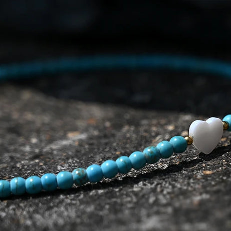 قلادة أولية من الخرز الملون للنساء من الفولاذ المقاوم للصدأ بحرف قلادة على شكل قذيفة عصرية مجوهرات على شكل قلب إكسسوارات بوهو