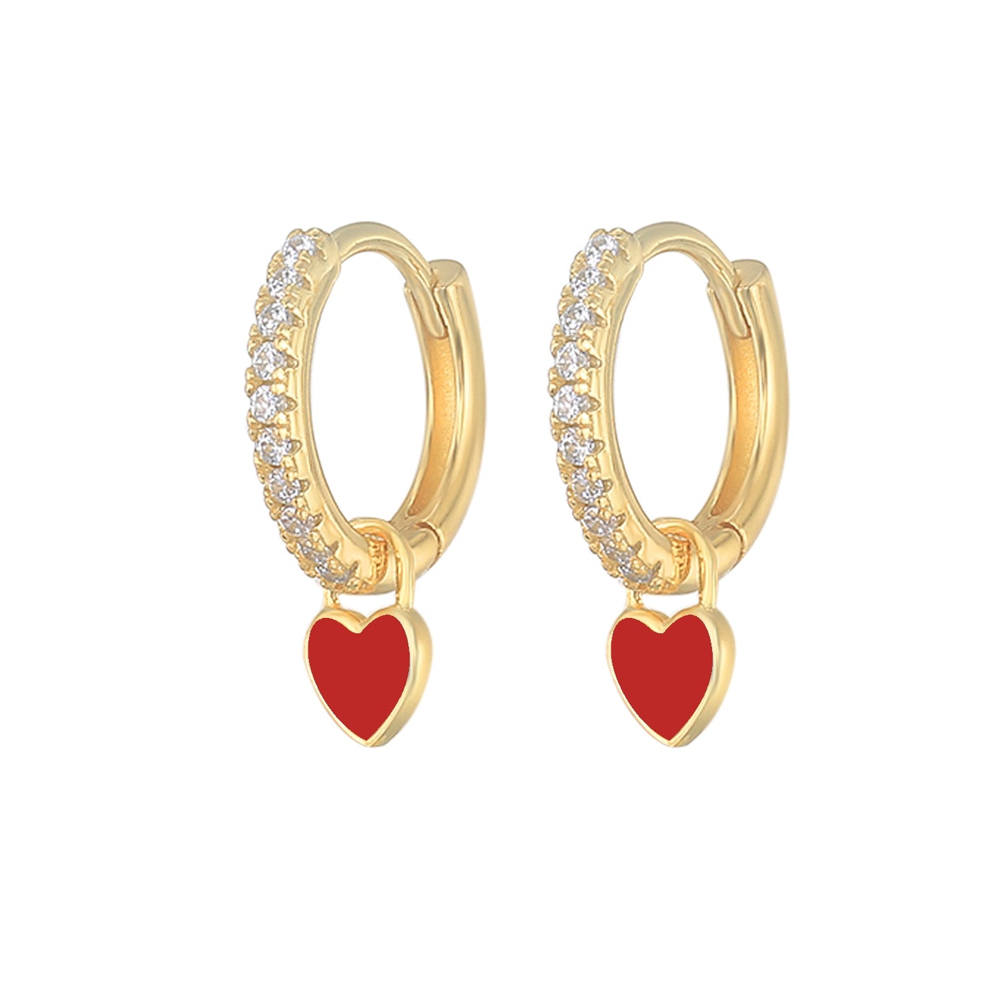 Aide Silver Color Hoop Earrings With Cute Candy Neon Color Enamel Heart Charm Drop Earring Gold Color For Girls Party Jewelry