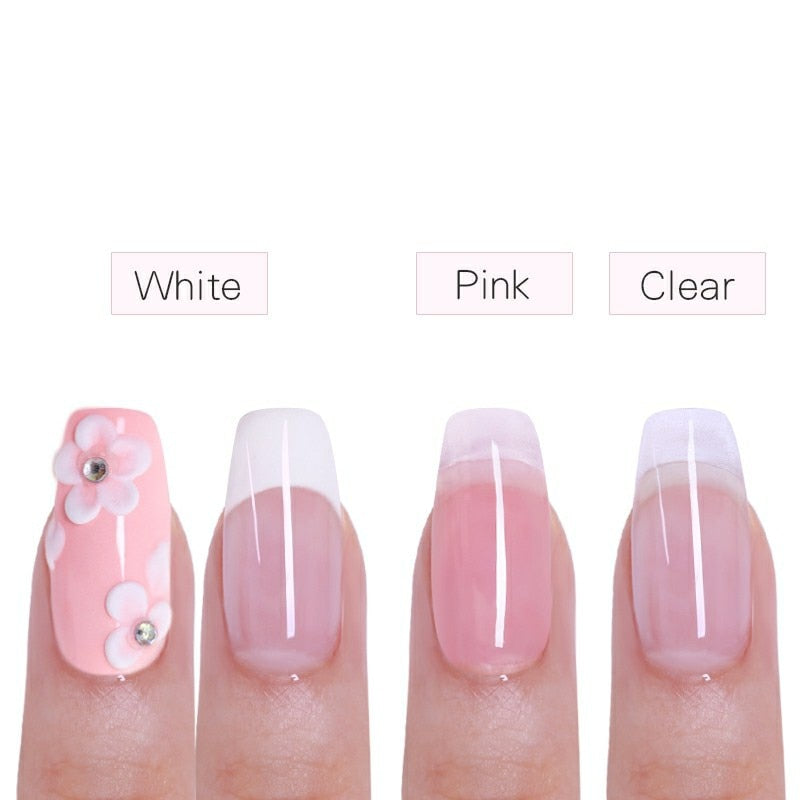 BORN PRETTY 100ml Acrylic Nail Powder Clear Pink White Professional Carving Crystal Polymer for Nail Tips Extenstion Nails Set - Charlie Dolly