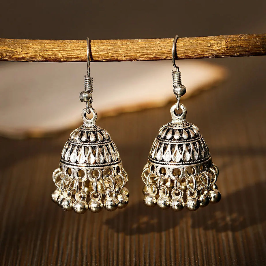 Pearl Bead Indian Jhumka Hanging Earrings Jewelry