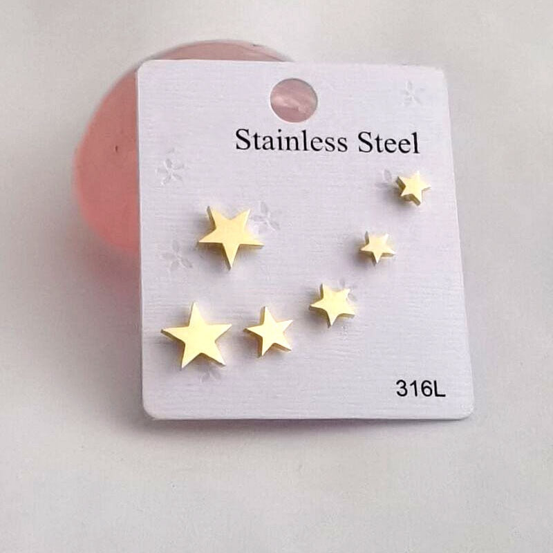 Stainless Steel Earrings Small Cute Butterfly Star Moon Heart Stud Earrings Set Punk Piercing Earing Women's Minimalist Jewelry