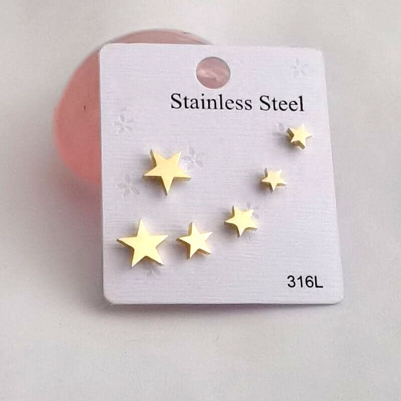 Stainless Steel Earrings Small Cute Butterfly Star Moon Heart Stud Earrings Set Punk Piercing Earing Women's Minimalist Jewelry - Charlie Dolly