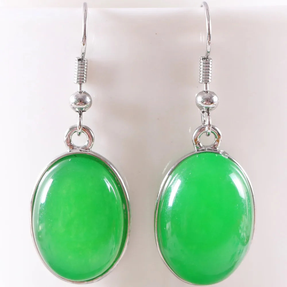 Natural Stone White Opal Howlite Dangle Earrings for Women Gem Blue Lapis Cabochon CAB Oval Beads Drop Earrings