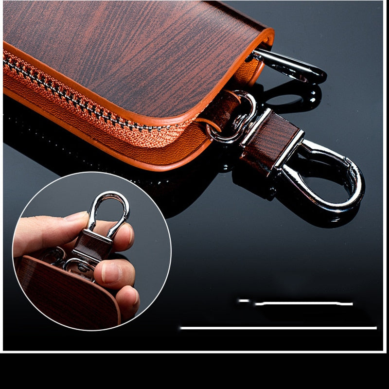 Leather Car Zipper Key Case Cover Wallet Bag Keychain For MG ZS 350 GS GT HS MG5 MG6 MG7 TF ORKINA Accessories - Charlie Dolly