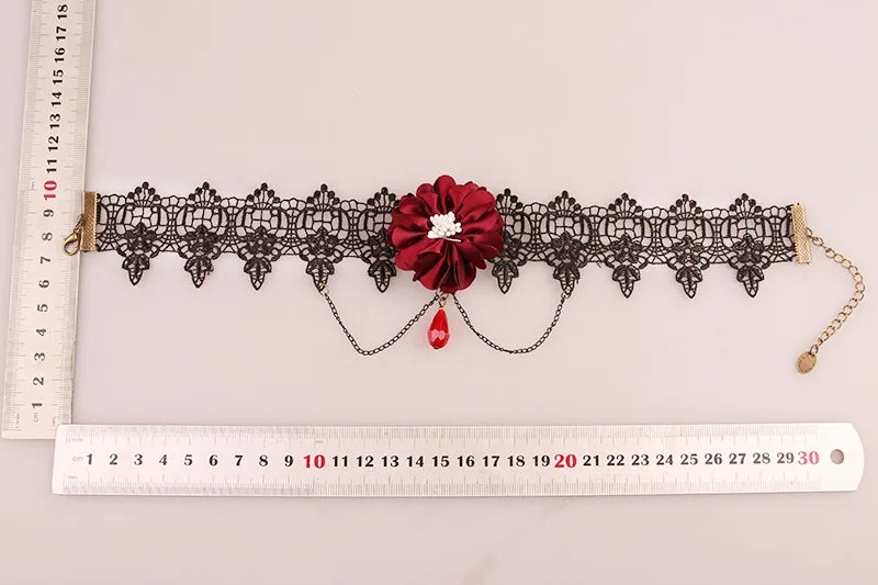 2023 Gothic Jewelry Red Bat Halloween Necklace Lace Choker Necklace for Women Nightmare Before Christmas Black Layered Necklace - Charlie Dolly