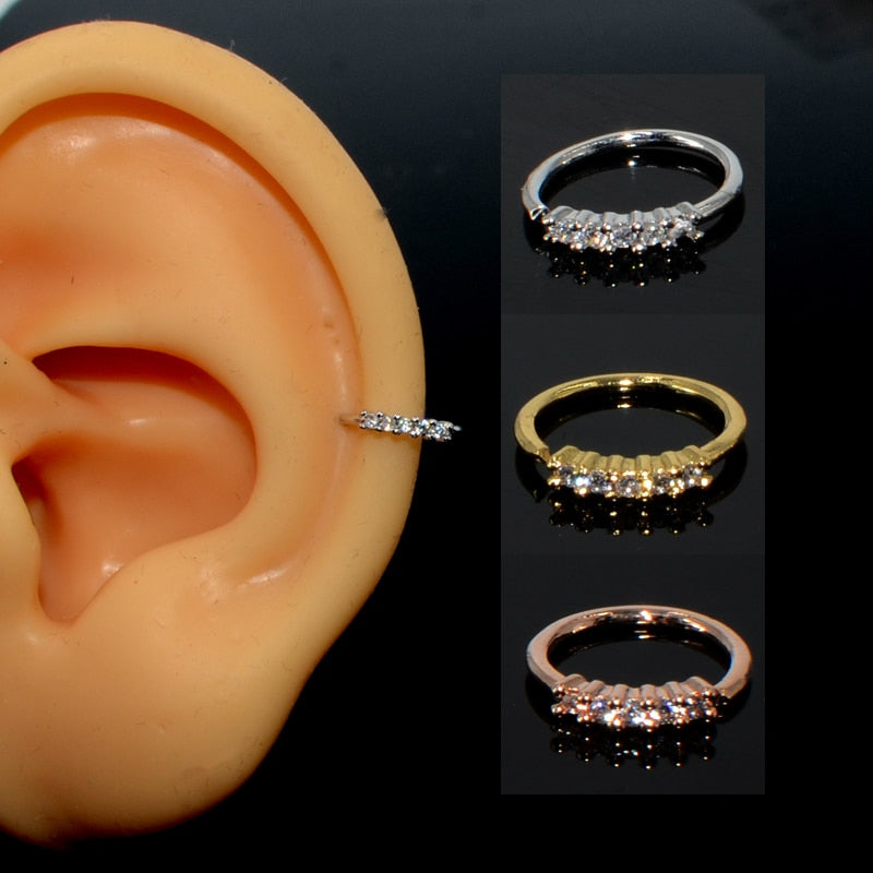 3PCS/Lot Nose Bendable Cz Ear Hoop Rings Nostril Zirconia Nose Ring Tiny Flower Helix Cartilage Body Piercing Jewelry 20G - Charlie Dolly