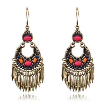 Exknl Big Long Drop Earrings for Women Geometric Bell Bohemian Cross Vintage Tassel Flower Earrings Fashion Jewelry Accessories