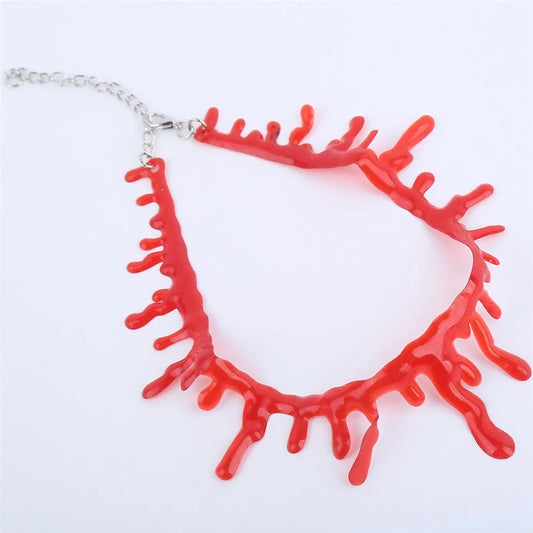 Hot sale Halloween Decoration Horror Blood Drip Collar Necklace Fake Blood Vampire Joker Choker Gothic Costume Red Necklaces