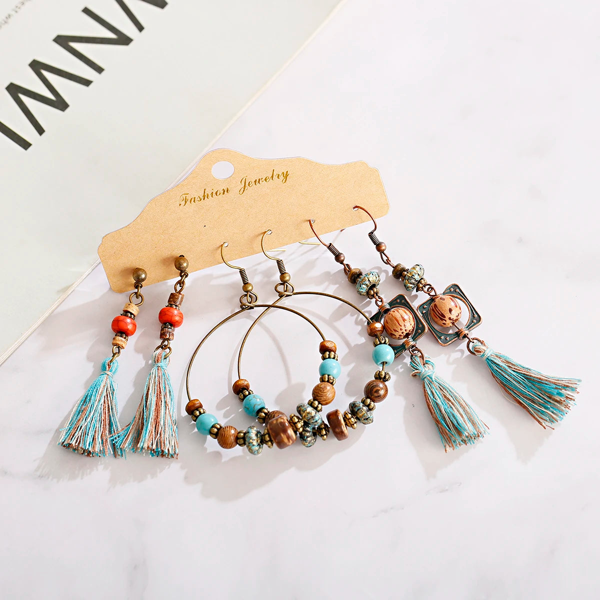 Boho Ethnic Dangle/Round Earrings For Women Vintage Fashion 2024 Earrings Sets Pendientes Earring Unusual Pendant Jewelry Female