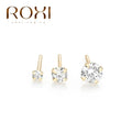 ROXI 3PCS 2/3/4mm 925 Sterling Silver Four-claw Solitaire Piercing Earrings for Women Girls Lovely Round Cartilage Stud Earring - Charlie Dolly