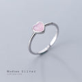 Modian Genuine 925 Sterling Silver Romantic Pink Opal Hearts Rings for Women Adjustable Open Finger Ring Fashion Fine Jewelry - Charlie Dolly