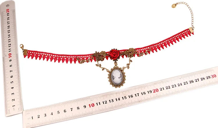 2023 Gothic Jewelry Red Bat Halloween Necklace Lace Choker Necklace for Women Nightmare Before Christmas Black Layered Necklace - Charlie Dolly