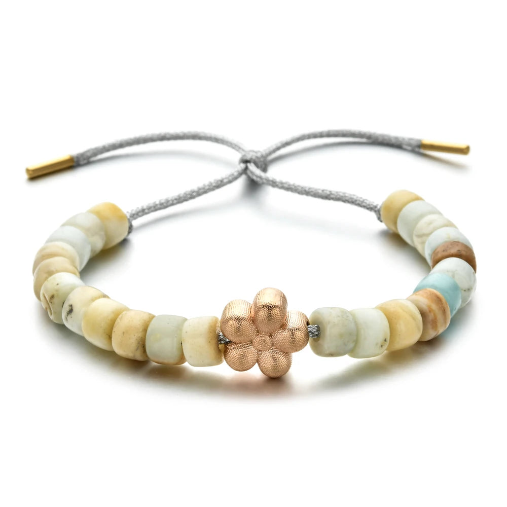 Vintage Boho Handmade Pull Tie on Rope Bracelet DIY Natural Stones Crystal Charm Beads Stone Trendy Bracelet Lucky Jewelry