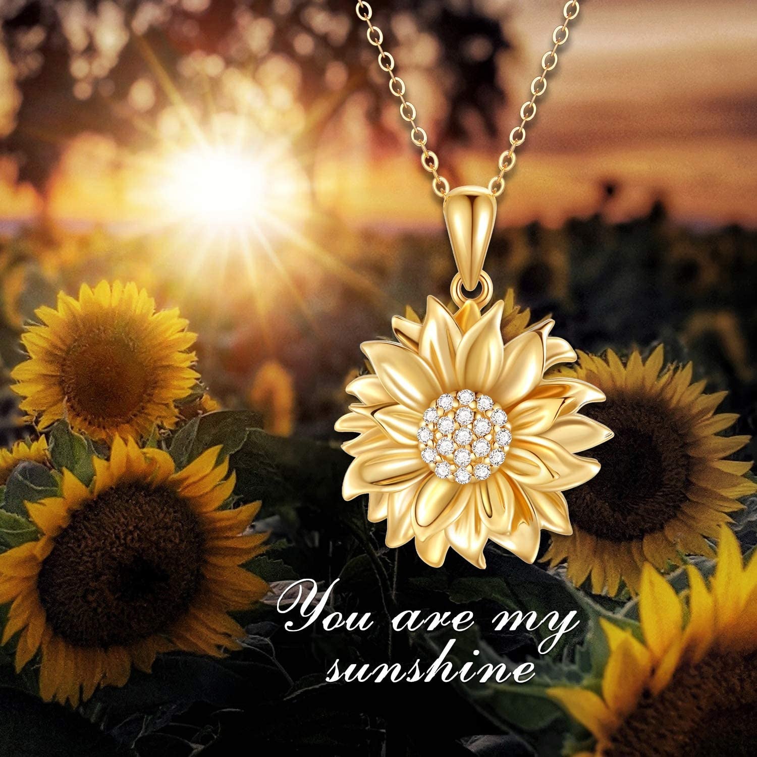 Rose Valley Sunflower Pendant Necklace for Women CZ Pendants Fashion Jewelry Girls Gifts YN044 - Charlie Dolly