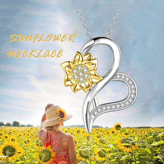 Rose Valley Sunflower Pendant Necklace for Women Heart Pendants Fashion Jewelry Girls Gifts YN059 - Charlie Dolly